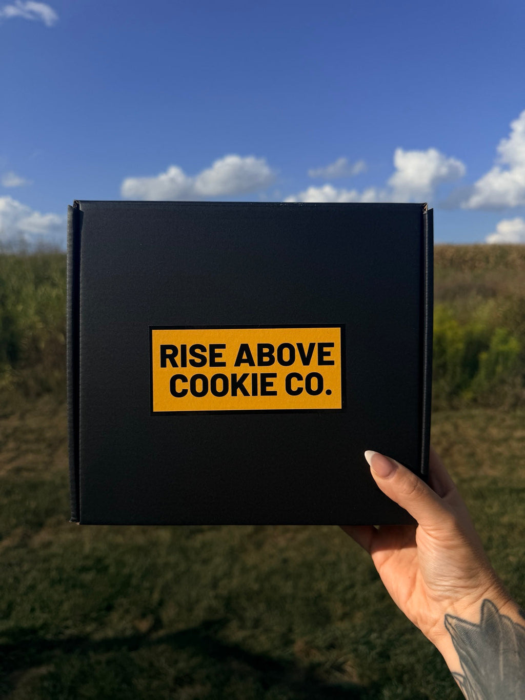 Rise Above Cookie Co. signature black specialty box